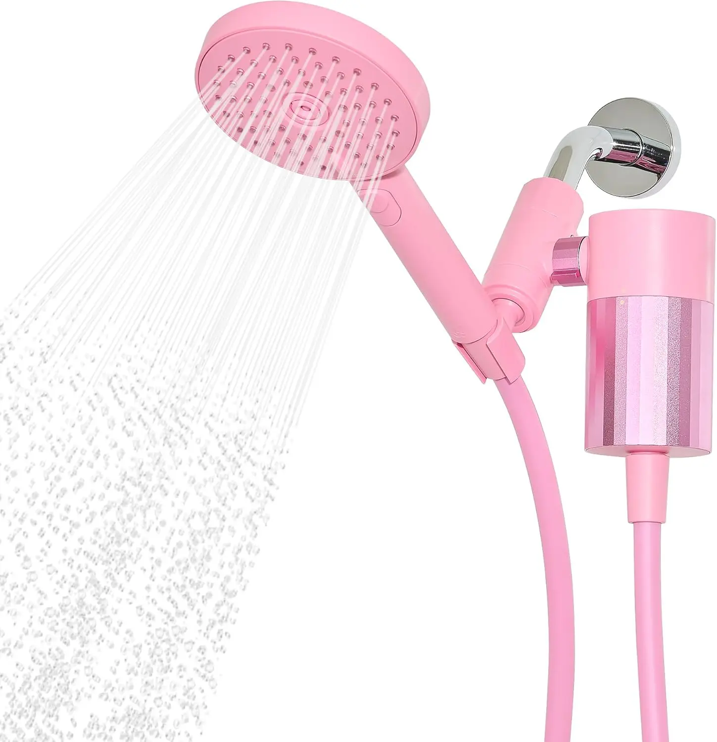 Handheld Showerhead with Filter, High Performance for Healthier Hair and Skin, 70 Inch Hose, 3 Spray Modes, Pink