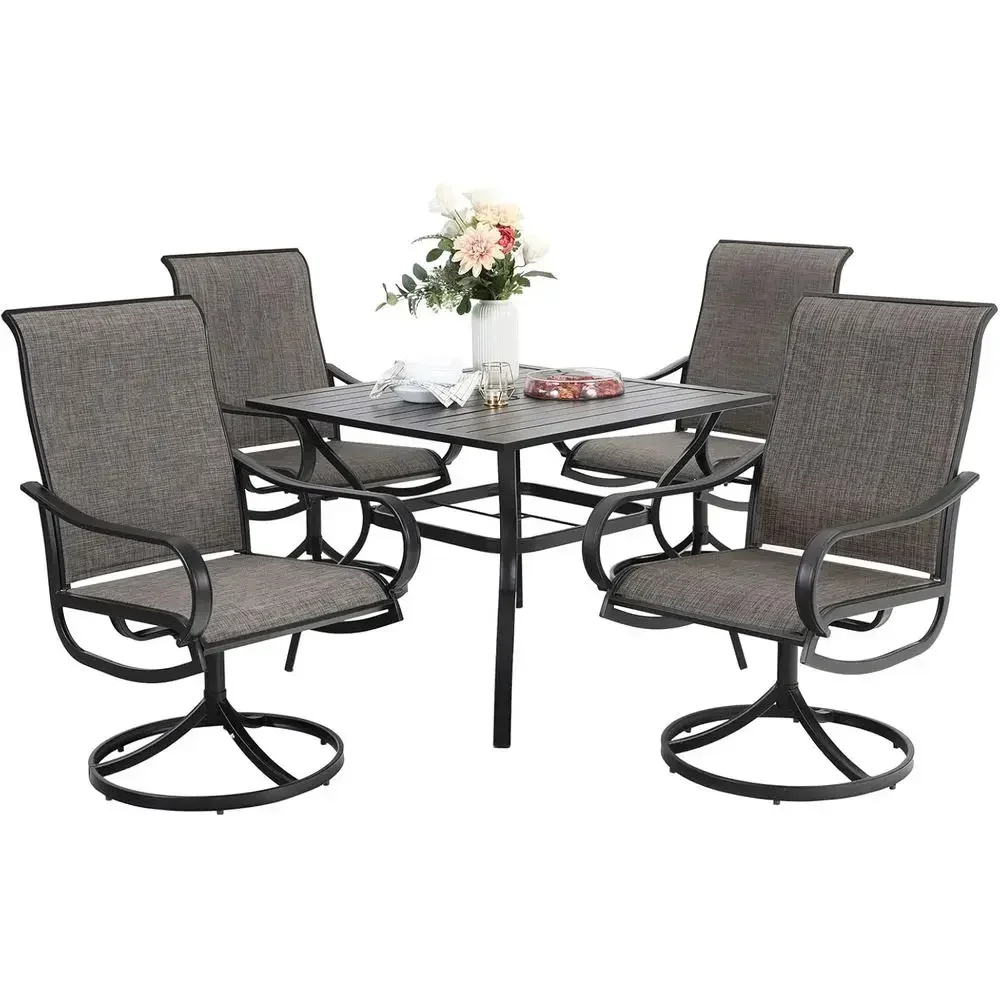 

All-Weather 5-Piece Outdoor Dining Set with Swivel Chairs and 37 Metal Table