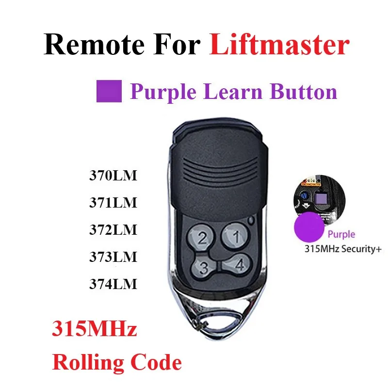 315mhz 373LM 371LM Garage Door Opener Remote For Purple learning code controller