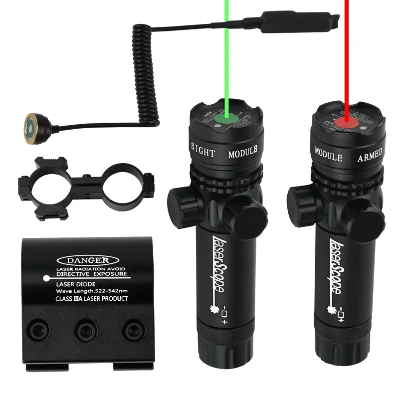 Tactical Hunting Green Laser Dot Sight Adjustable 532nm Red Laser Pointer Rifle Gun Scope Rail Barrel Pressure Switch Mount