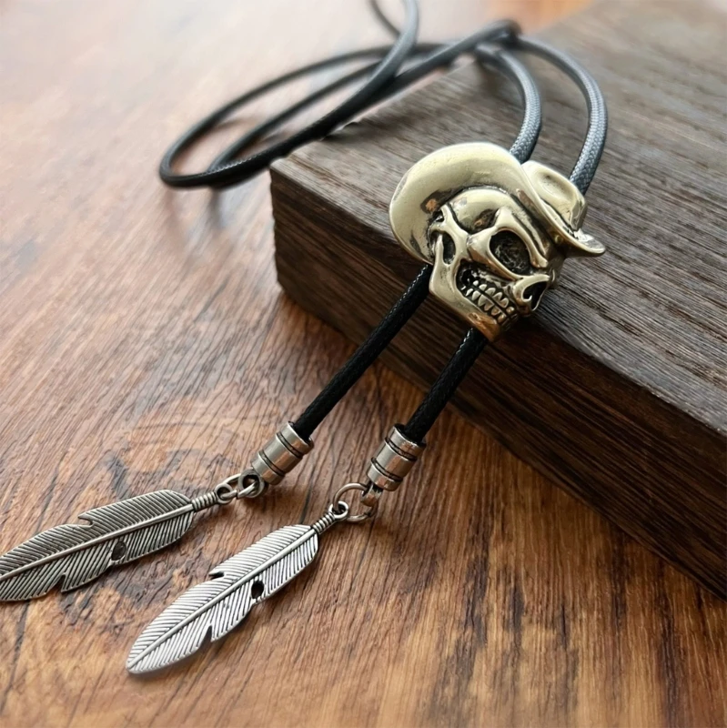 Bolo Tie for Male Skull Bolo Tie Necktie Collar Pendant Western Necklace for Teens Cowboy Rodeos Neckwear DropShipping