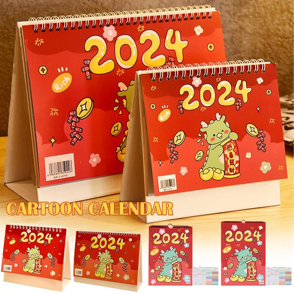 Selbst disziplin ierter Schlag 2024 neuer Desktop-Kalender Drachen büro Drachen jahr Mini Mini Kalender jahr Kalender Kalender Schreibtisch Q4a2