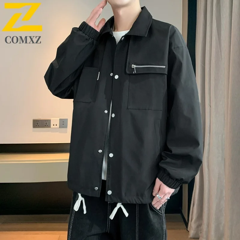 

COMXZ 2025 для мужчин и женщин, пара, американская винтажная повседневная куртка-рубашка, весна-осень, модное водонепроницаемое минималистичное универсальное пальто
