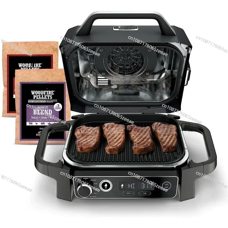 

Home.Woodfire Outdoor Grill Smoker 7-in-1 Air Fryer Bake Roast Broil Uses Woodfire Pellets 1 Pack Included Portable Electric