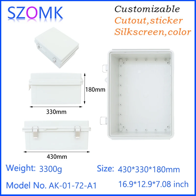 SZOMK PC-Material 430 x 330 x 180 mm, elektronische Box, IP67, wasserdichtes Kunststoffgehäuse, Anschlussdose