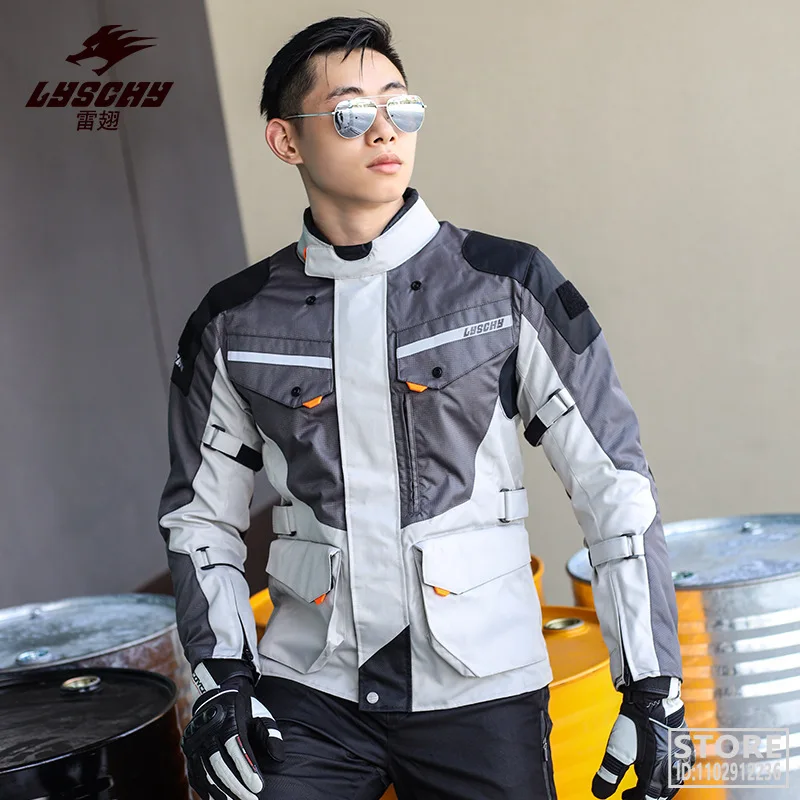 LYSCHY Motorcycle Jacket Pants Suit Cold-proof Waterproof Winter Men Motorbike Riding Moto  Protective Gear Armor Clothing