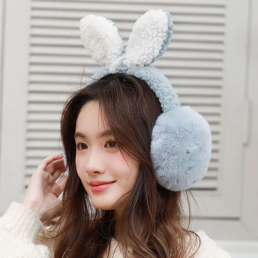 Women Winter Plush Earmuffs Winter Plush Earmuffs for Women Girls Adjustable Folding Ear Covers with Cute Rabbit Ears Decor