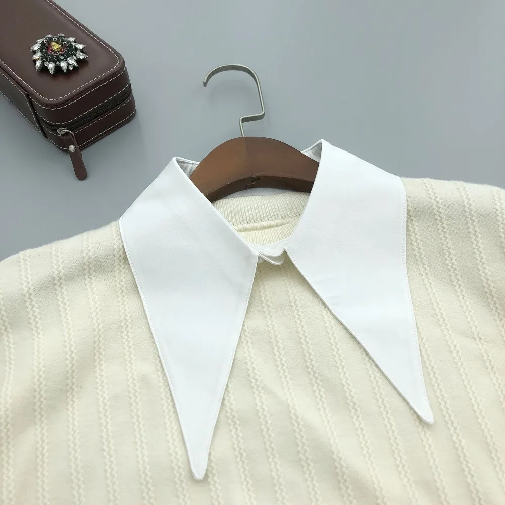 

Elegant Handmade Shirt Fake Collar for Women Shirt Detachable Collars Lapel Blouse Sweater False Collars Neckwear Female Decor