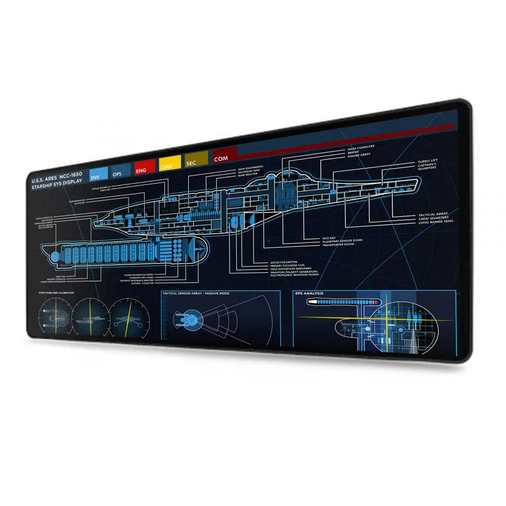 S-tar Trek Plus Size game Mouse mat LCARS Style Computer Pad Desk Pad Gamer Lock Edge Keyboard Pad 12060cm Rubber Mouse Pad