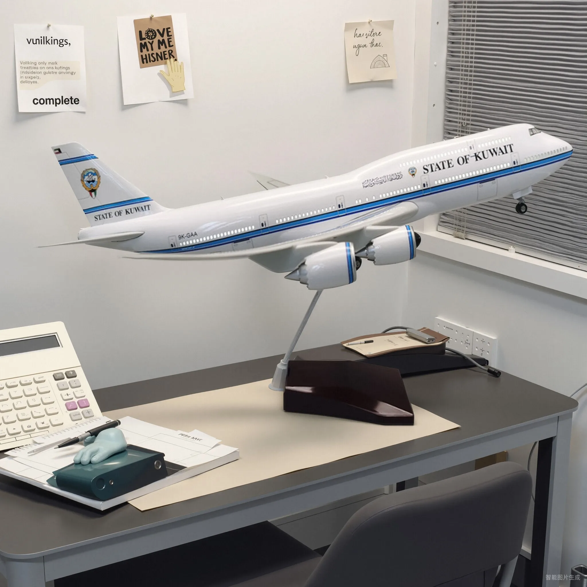 

Large 1:150 Scale Kuwait Airlines 747-8 Boeing Model Aircraft With LED Light Resin airplane Collected As A Gift Home Display