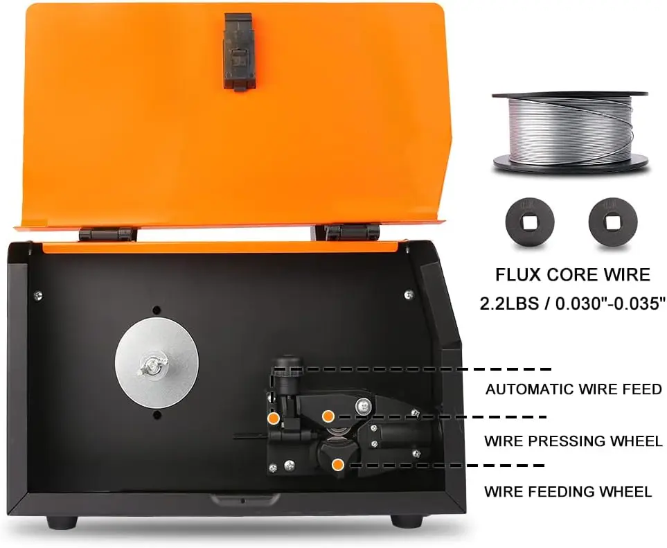 Soldador MIG de 140 amperios, máquina de soldadura sin gas con inversor IGBT, soldador automático de alimentación de alambre, AC 110V