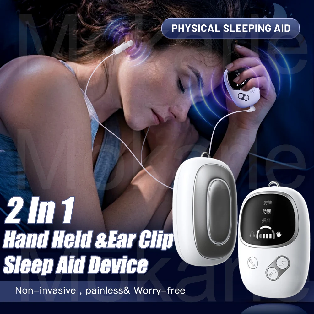 CES Sleep Aid Device Microcurrent Pulse Fast Sleeping Instrument Ear Clip Sleep Device Relax Anxiety Insomnia Hypnosis Soothing