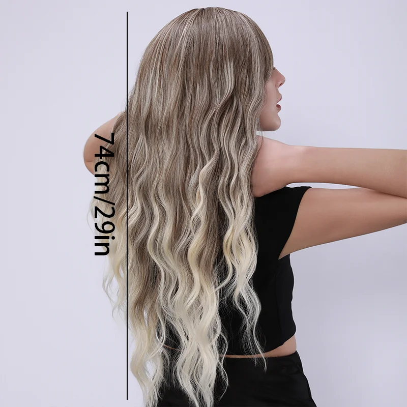 

29-дюймовый синтетический парик с волнистыми длинными локонами, окрашенный, естественно завитый, светлый, формируемый, длиной до талии, для женщин