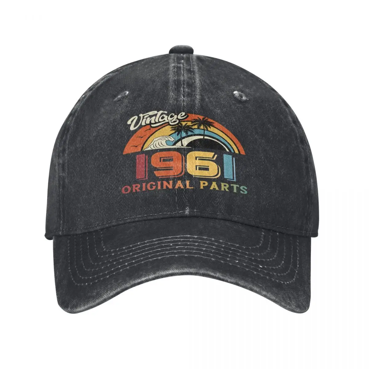 

1961 Vintage Retro Rainbow Giant Wave And Palm Tree Baseball Hats Dad Hats Adjustable Baseball Cap for Men Women Cowboy Hat
