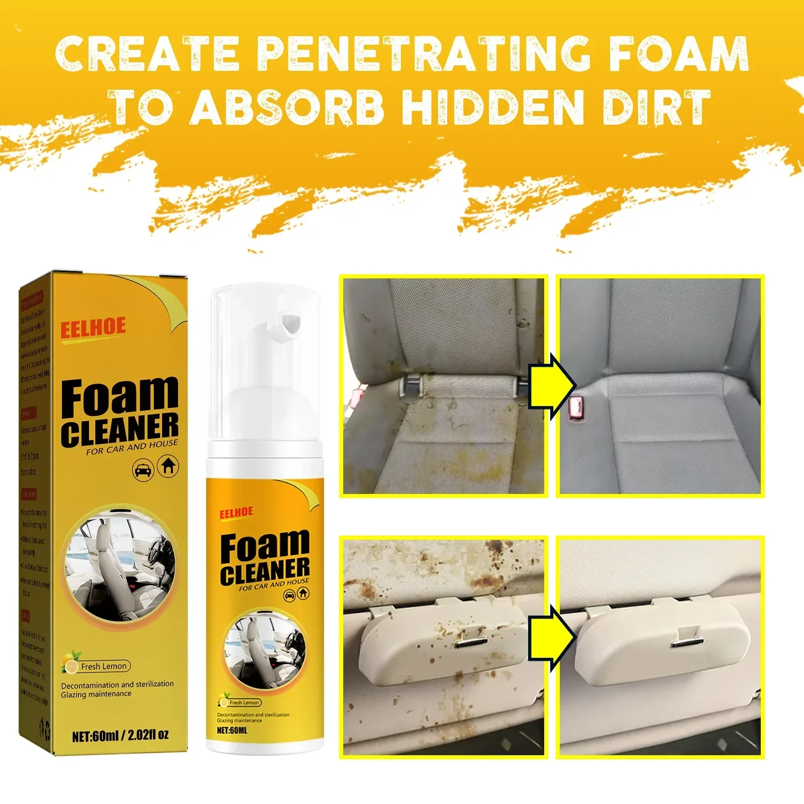 

150ml Car Interior Leather Clean Multifunctional Foam Cleaner Car Interior Strong Decontamination Ceiling Seat Clean