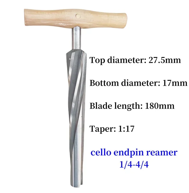 cello end pin hole reamer 4/4-1/4 size high-speed steel cello making repair tool