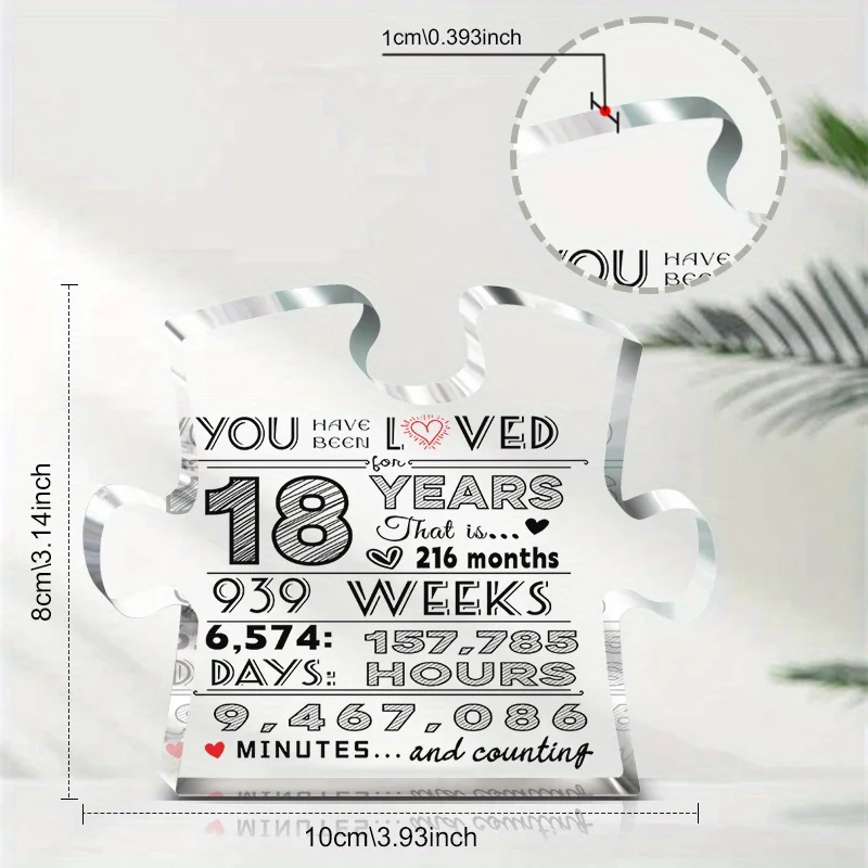 Acrylic 18th Birthday Gift for Girls, Unique 216 Months 6575 Days Sign, Sister Friend Keepsake Statue Decor