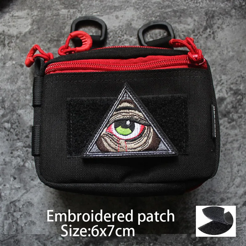 Full Embroidered Triangle Badge God's Eye Colored Armband Full Vision Eye Morale Badge DIY with Backpack Hook Loop Patch