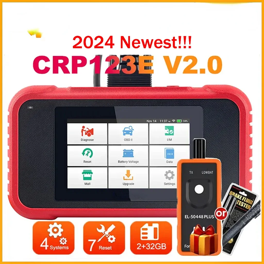 Launch X431 CRP123E V2.0 OBD2 Scanner Engine ABS SRS Transmission Diagnostic Scan Tools 7 Reset WiFi Free Update Car Code Reader