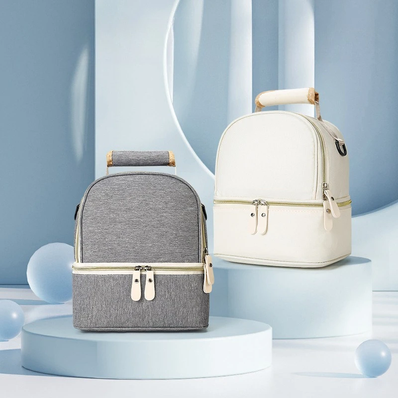 حقيبة حليب الثدي بطبقة مزدوجة INS كاجوال عصرية معزولة لتخزين الرضاعة الطبيعية حقيبة سفر محمولة للاستخدام الخارجي للأمهات #1