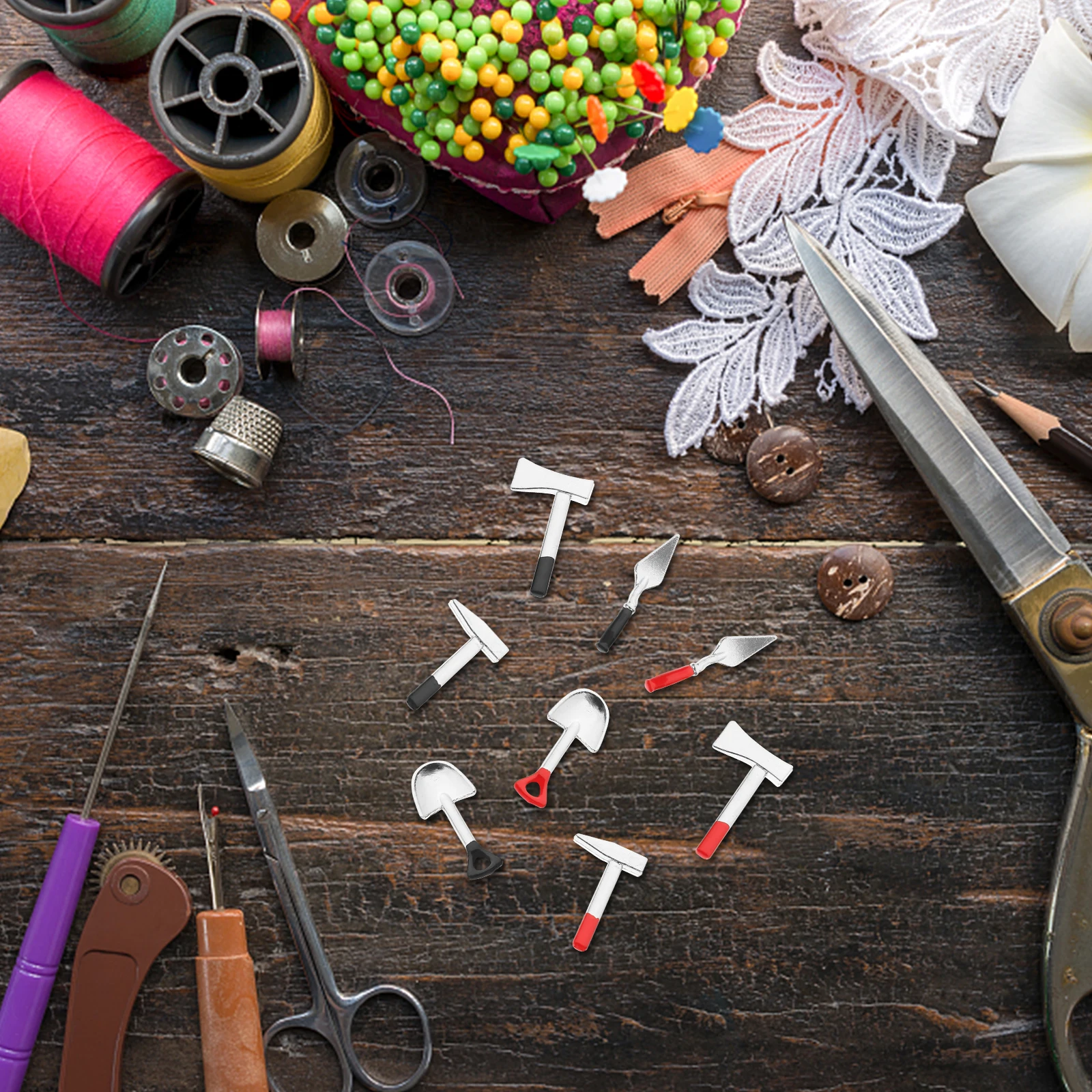 

8pcs Miniature Gardening Tools Set For Mini House Decor Alloy Fake Tool Ornaments Kids Small Garden Accessories Diy Decoration