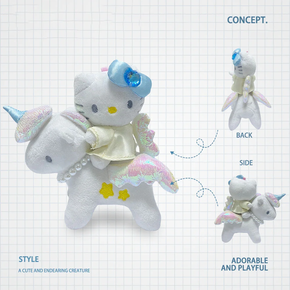 Porte-clés de dessin animé mignon Kt, poupée en peluche licorne d'équitation, décoration de sac à dos exquise, décoration suspendue exquise, cadeau de noël