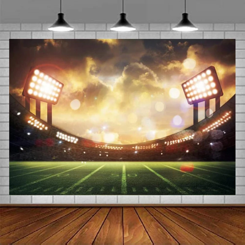 Football Photography Backdrop Rugby Soccer Sport Auditorium Stage Lights Background Children Classroom Decoration Kid Sportsman