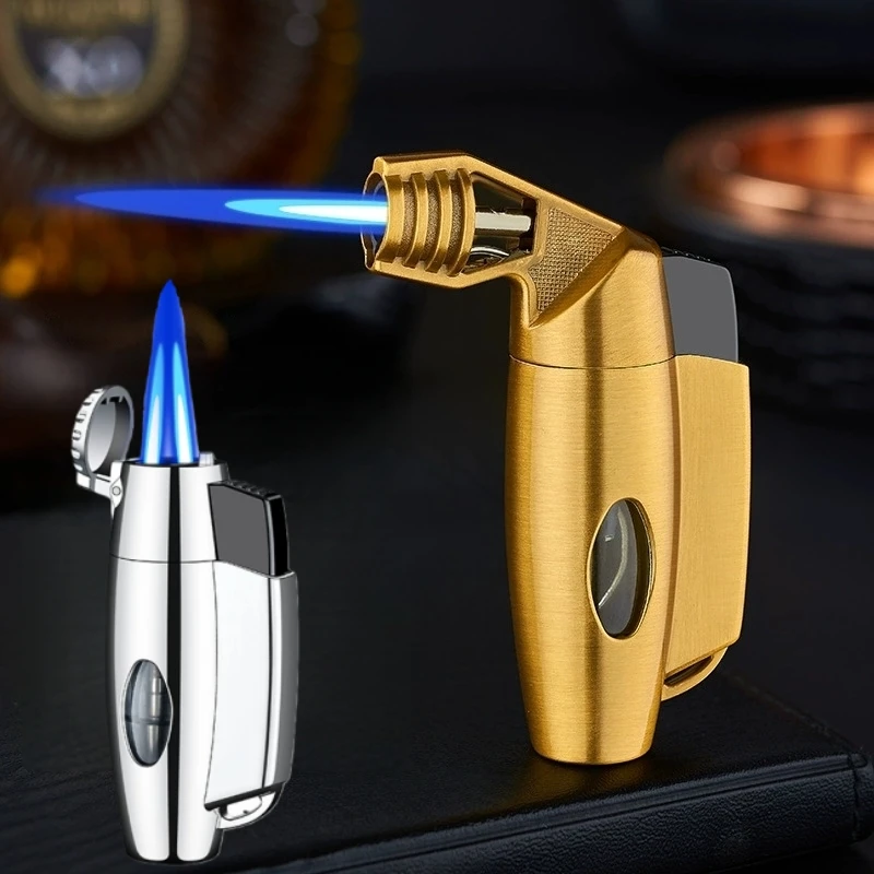 

Portable Handheld Small Spray Gun Visual Window Lighter Windproof Direct Spray Flame Inflatable Kitchen Outdoor Cigar Lighter
