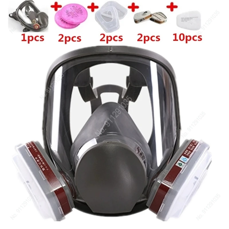 7 in 1 6800 gas mask, painting gas mask, wide field of view, full face mask, respirator, spray paint, silicone mask