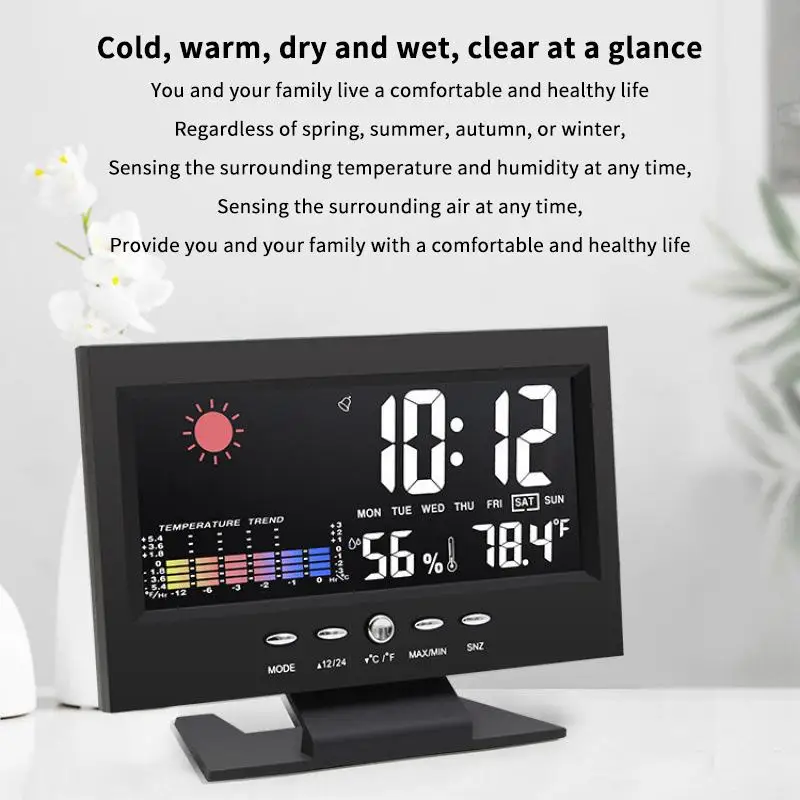 Multi-functional Weather Station Clock  Hygrometer Calendar Digital LCD Display Temperature and Humidity Meter