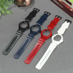 AW-591/590/5230/AWG-M100/101/AW-582B/G-7700/G-7710 için 16mm Renkli Reçine Kauçuk Watch Band ve Watchcase ile uyumlu