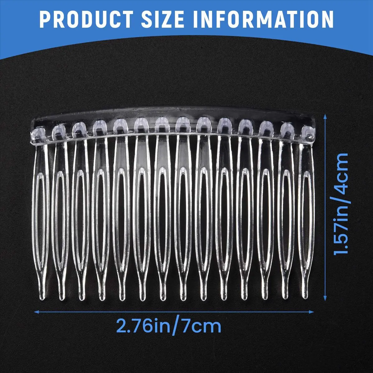 ABQR 20 x Fermagli per capelli in plastica di colore trasparente Pettini laterali Barrettes 70X40mm