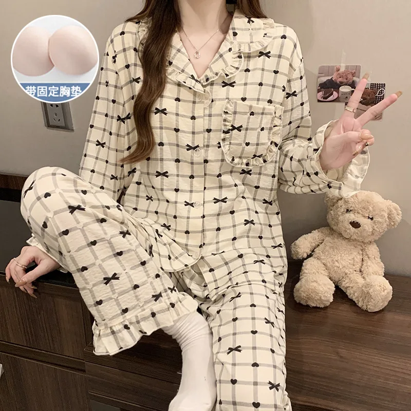 

Pjs Set Women's Pajama Set Women's Warm Winter Pajamas Fashionable Home Clothes, Pajamas Cute Soft Pajama Set Thin Long Sleeves