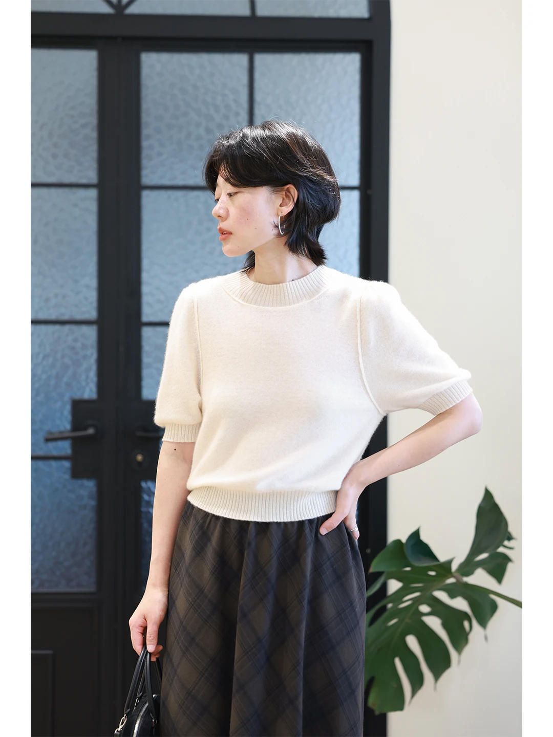 

Soft Skin-Friendly Camere Bubble Sve Knitwear ort Waist-Cinching round Ne Women's Early Autumn New ort Sve Top