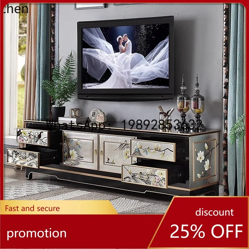 

YFY Cabinet Modern Simple Small Apartment Living Room Coffee Table American Style Painted Solid Wood Floor Cabinet