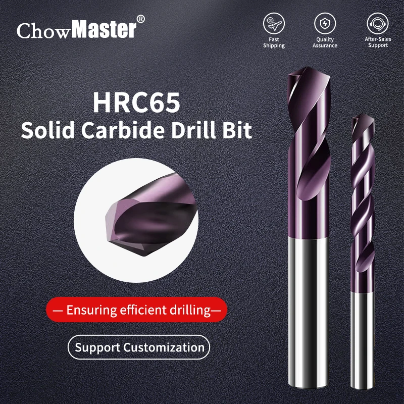 

Chowmaster 5PCS Carbide Drill Bit Set HRC65 Coated Tungsten Steel Drill Bits for Stainless Steel 1-10mm Cutting Diameter