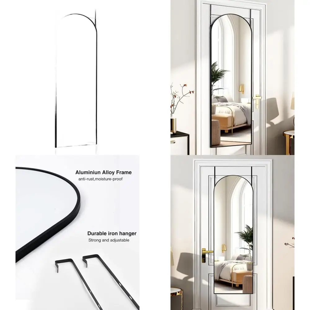 

Черное зеркало в полный рост 50x16 дюймов для спальни, гостиной и ванной комнаты, крепящееся на дверь