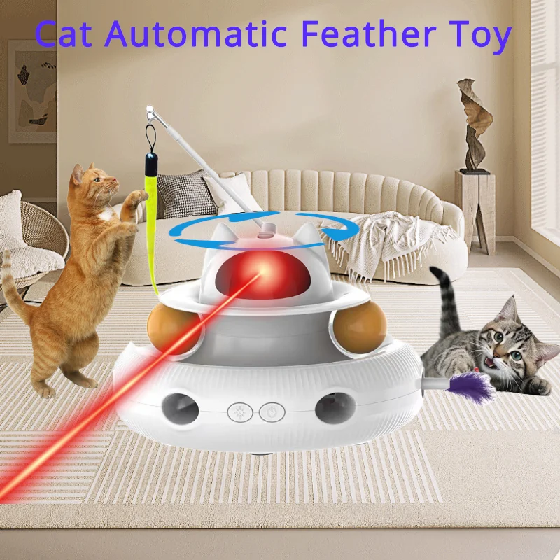 

Automatic Cat Laser Toy Smart Teasing Random Feather Adjustable Laser Angle Interactive Cat Toy Smart Standby For Indoor Motion
