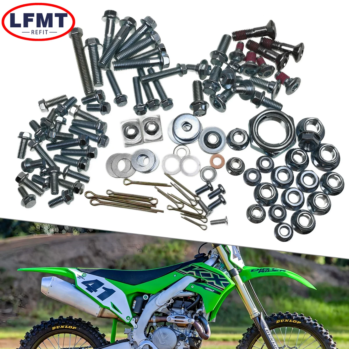 Motocross-Hardware-Schraube, Bolzen, Reparatur, Rettung, Ausbesserung, komplettes Werkzeug-Set, Befestigungselement für Kawasaki KX80 85 KX 100 KX 125 KX 250 KLX 250