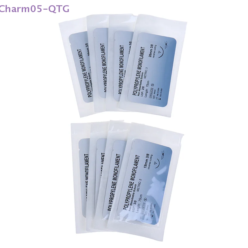 

12PCS 2/0 3/0 4/0 Needle Suture Nylon Monofilament Non-injured Suture Medical Thread Suture for Medical Surgical Suture Tool HOT