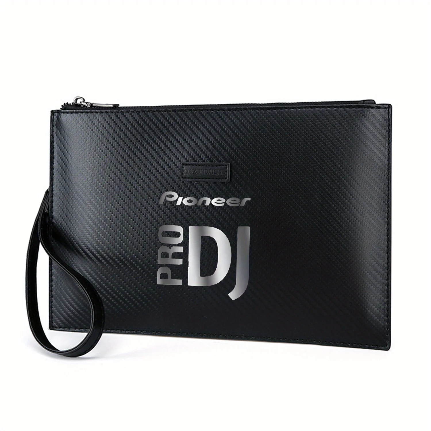 Pioneer Pro DJ-logo metallic zilver Elegante bedrukte PU herenhandtas Modieus en praktisch voor dagelijks gebruik