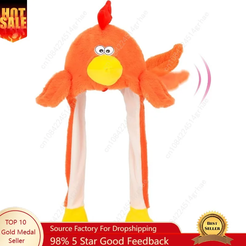 

Animal Hat with Ears Moving Jumping Pop Up Beating Hat Plush Holiday Cosplay Dress Up Funny Gift for Kids