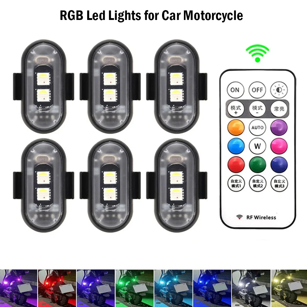 

RGB Strobe Light Wireless Remote Control LED Vehicle Warning Lamp 8 Color Changing Multi Mode for Motorcycles Cars Vehicles