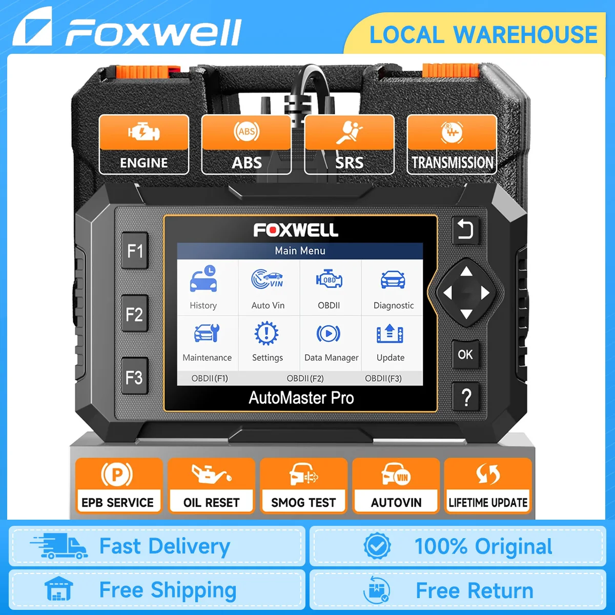 FOXWELL NT614 Elite OBD2 Scanner ABS SRS Transmission AT Check Engine Code Reader EPB Oil Reset Diagnostic Scan Tool PK NT604