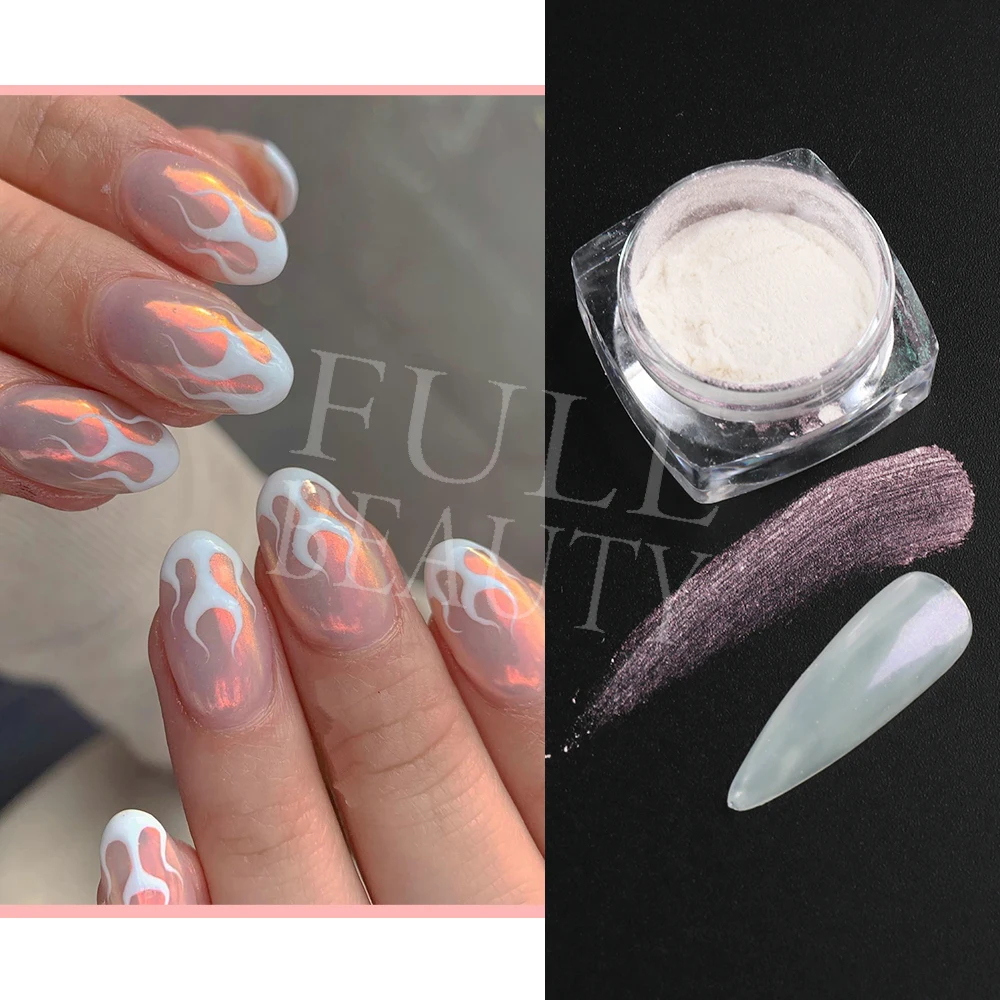 1 Doos Parel Nagel Poeder Shimmer Wrijven Stof Parelmoer Nail Art Aurora Pigment Chrome Glitter Paillette Voor Manicure NTY459