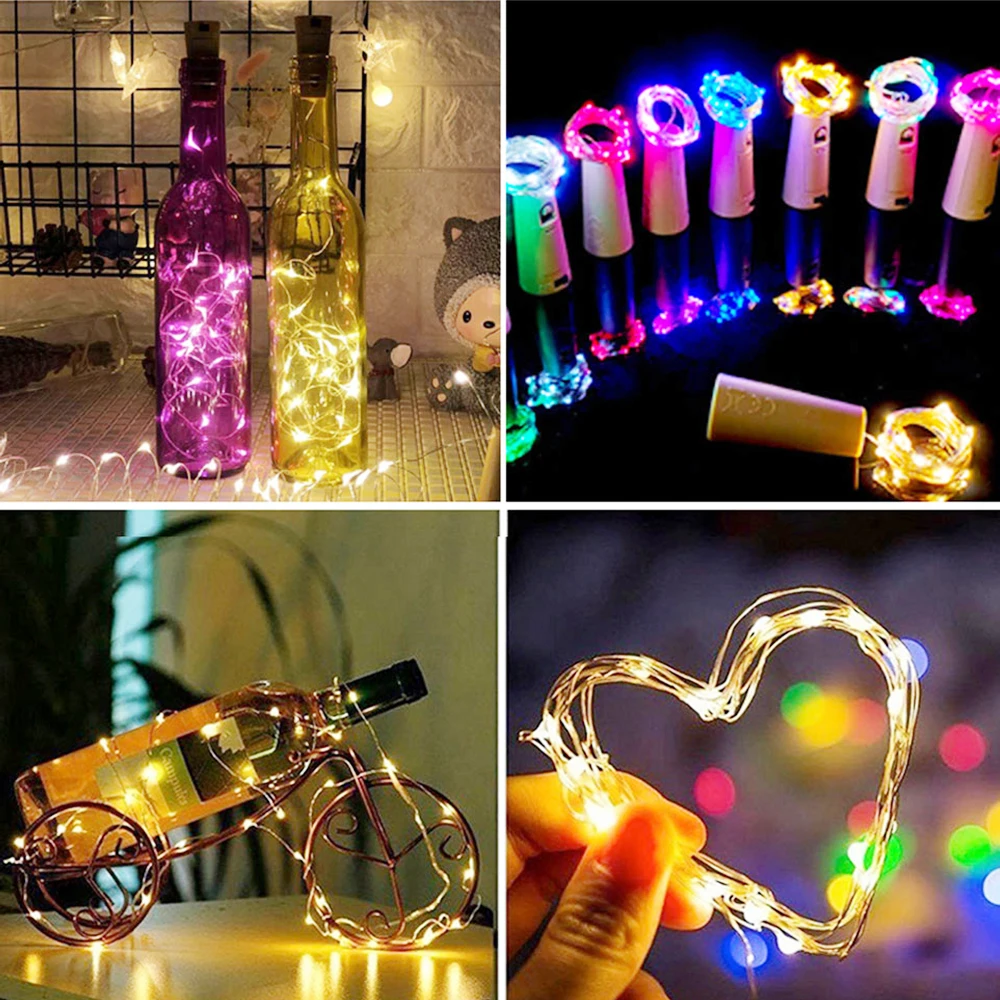 1M 2M 3M Kerstverlichting Koperdraad LED Guirlande Kurk Wijnfles Verlichting Kerst LED String Light Party bruiloft Decoratie Lamp