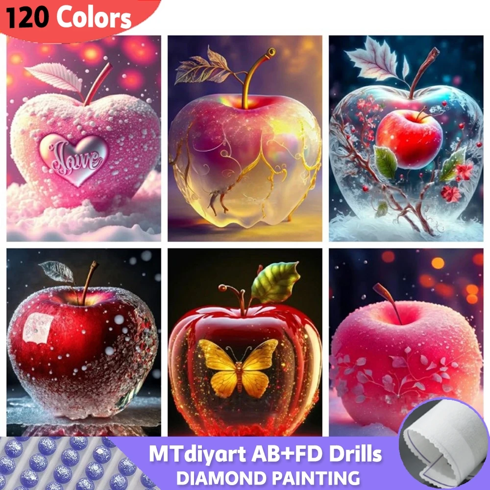 

120 Colors Apple AB Fairy Dust Diamond Painting Set Landscape Home Decor Full Drill Embroidery Mosaic Snow Scenery Wall Art