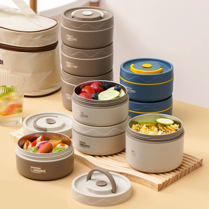 Contenedor de almuerzo caliente para alimentos, contenedor de almuerzo térmico de acero inoxidable, caja térmica portátil Bento, contenedor de alimentos