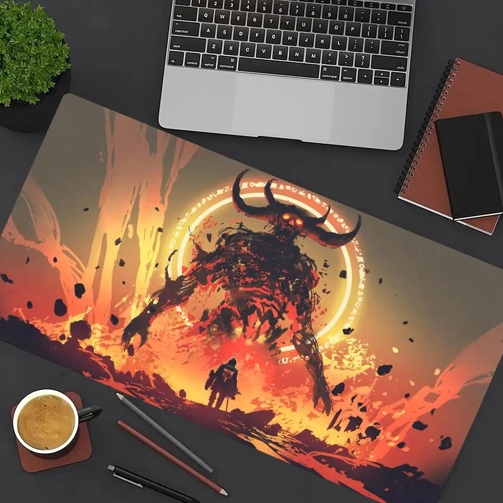 

Lava Devil of Hell Magic Party Game Mat Durable Rubber for MTG&TCG Games 35X60 Mouse Pad Offices Desk Mats Party Friendly Design