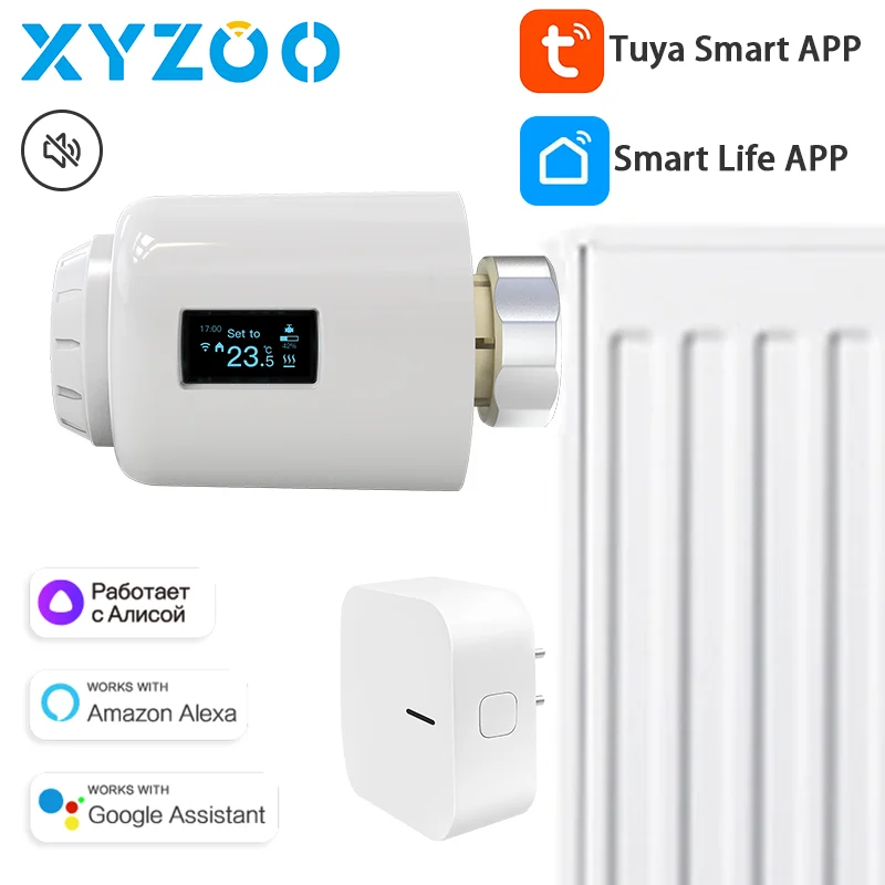 

Tuya Zigbee TRV Smart Radiator Thermostatic Valve Programmable Controller Heater Remote Actuator Voice Alexa Google Home Alice